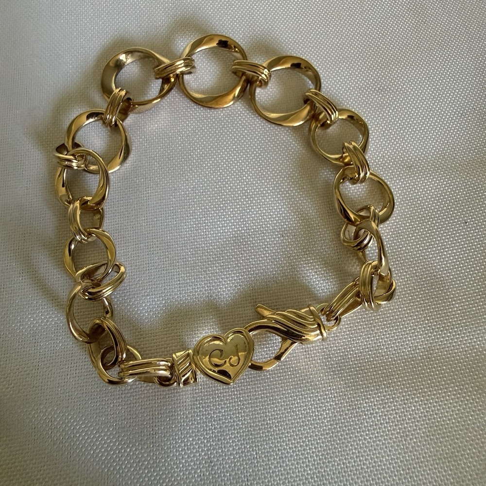 Christian James by Scott Grimes 14K Gold Clad Ripple Circle Link Bracelet XL New